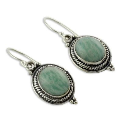 Alternate image for Handcrafted Indian Earrings with Amazonite Jungle Charm