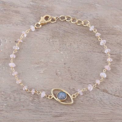 Alternate image for Gold Plated Labradorite and Rose Quartz Pendant Bracelet All Eyes on You