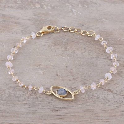 Alternate image for Gold Plated Labradorite and Rose Quartz Pendant Bracelet All Eyes on You