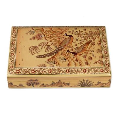 Alternate image for Peacock in Nature-Themed Wood Papier Mache Decorative Box Regal Peacocks