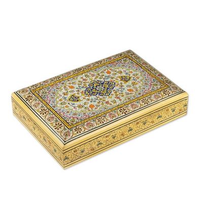 Alternate image for Artisan-Made Floral-Patterned Large-Sized Papier Mache Box Petals in Sapphire