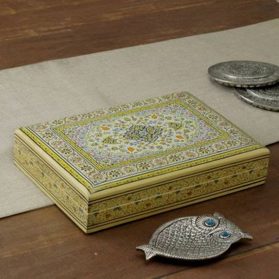 Alternate image for Artisan-Made Floral-Patterned Large-Sized Papier Mache Box Petals in Sapphire