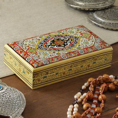 Alternate image for Handcrafted Large-Sized Papier Mache and Wood Decorative Box Regal Medallion