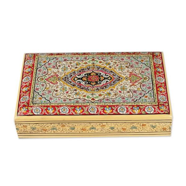 Alternate image for Handcrafted Large-Sized Papier Mache and Wood Decorative Box Regal Medallion