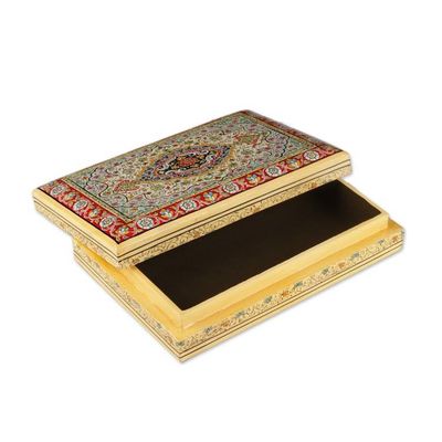 Alternate image for Handcrafted Large-Sized Papier Mache and Wood Decorative Box Regal Medallion