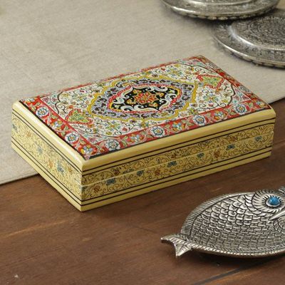 Alternate image for Handcrafted Large-Sized Papier Mache and Wood Decorative Box Regal Medallion