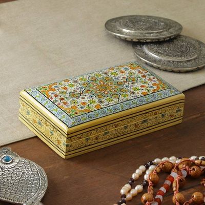 Alternate image for Mandala-Inspired Spring-Themed Papier Mache Decorative Box Pastel Nature