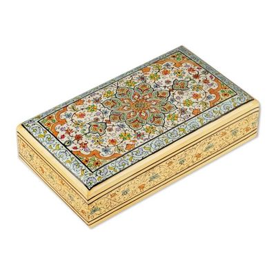 Alternate image for Mandala-Inspired Spring-Themed Papier Mache Decorative Box Pastel Nature