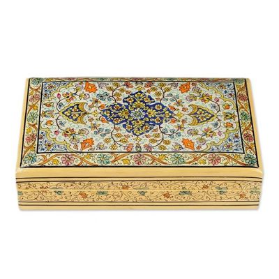 Alternate image for Hand-Painted Spring-Inspired Papier Mache Decorative Box Petals in Sapphire