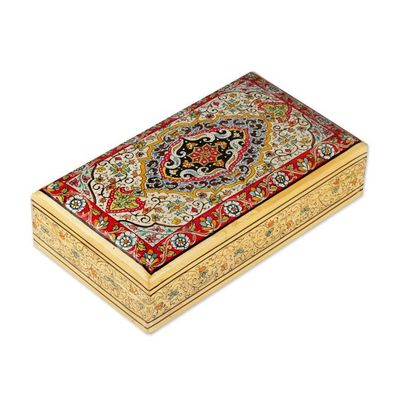 Alternate image for Hand-Painted Floral-Patterned Papier Mache Decorative Box Regal Medallion