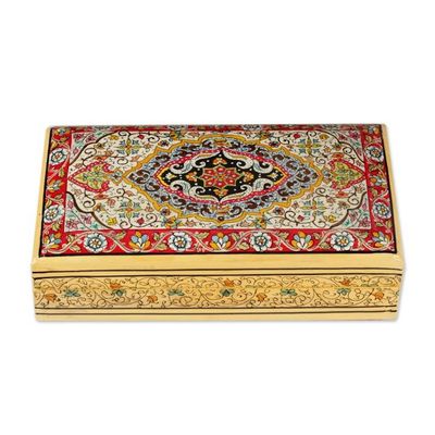 Alternate image for Hand-Painted Floral-Patterned Papier Mache Decorative Box Regal Medallion