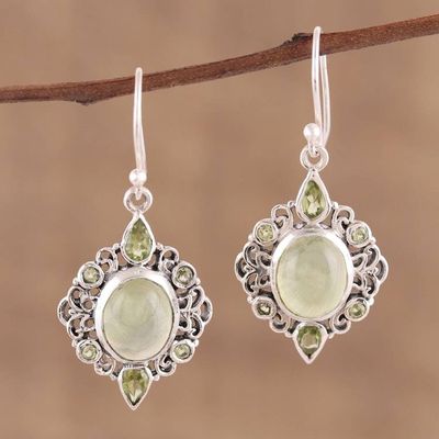 Alternate image for Peridot and Prehnite Dangle Earrings from India Glory of Green