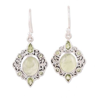 Alternate image for Peridot and Prehnite Dangle Earrings from India Glory of Green