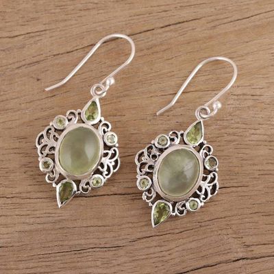 Alternate image for Peridot and Prehnite Dangle Earrings from India Glory of Green