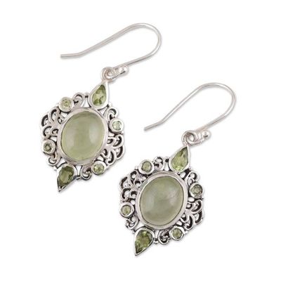 Alternate image for Peridot and Prehnite Dangle Earrings from India Glory of Green