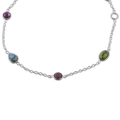 Alternate image for Silver Station Bracelet with Reconstituted Turquoise Stones Dazzling Saga