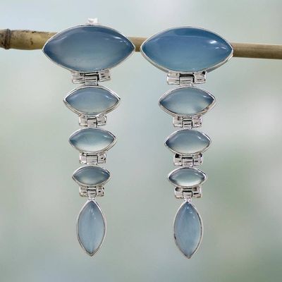 Alternate image for Sterling Silver and Chalcedony Earrings from India Jewelry India Blue