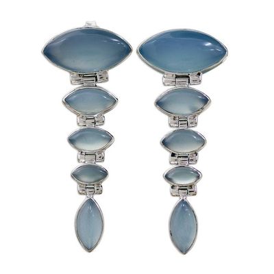 Alternate image for Sterling Silver and Chalcedony Earrings from India Jewelry India Blue