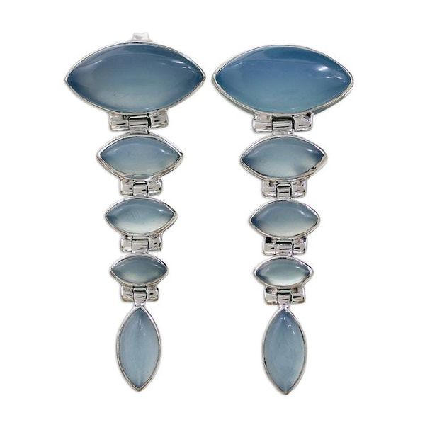 Alternate image for Sterling Silver and Chalcedony Earrings from India Jewelry India Blue