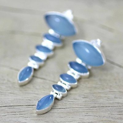 Alternate image for Sterling Silver and Chalcedony Earrings from India Jewelry India Blue