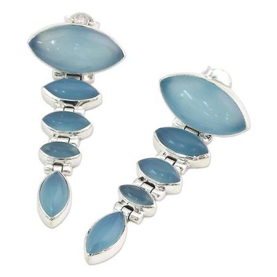 Alternate image for Sterling Silver and Chalcedony Earrings from India Jewelry India Blue
