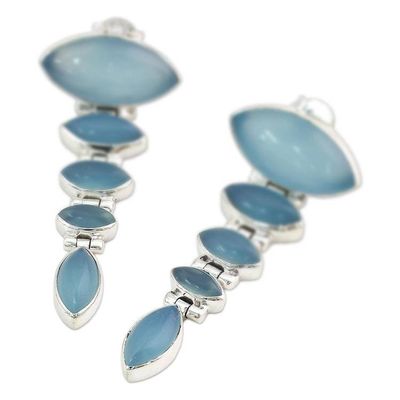 Alternate image for Sterling Silver and Chalcedony Earrings from India Jewelry India Blue