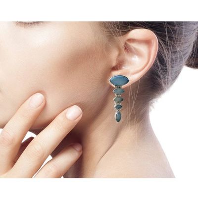 Alternate image for Sterling Silver and Chalcedony Earrings from India Jewelry India Blue