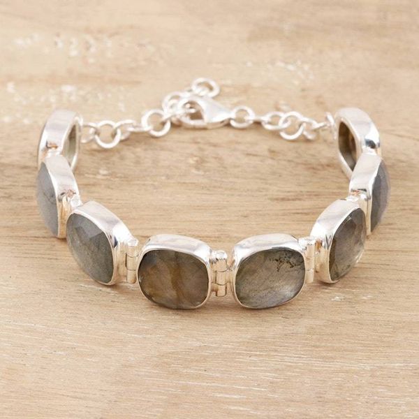 Alternate image for Square Faceted Labradorite Bracelet Set in Sterling Silver Dazzling Allure