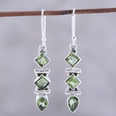 Alternate image for Faceted Peridot Dangle Earrings from India Glistening Glamour