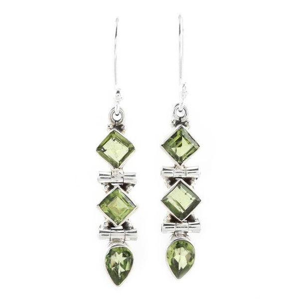 Alternate image for Faceted Peridot Dangle Earrings from India Glistening Glamour