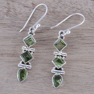 Alternate image for Faceted Peridot Dangle Earrings from India Glistening Glamour