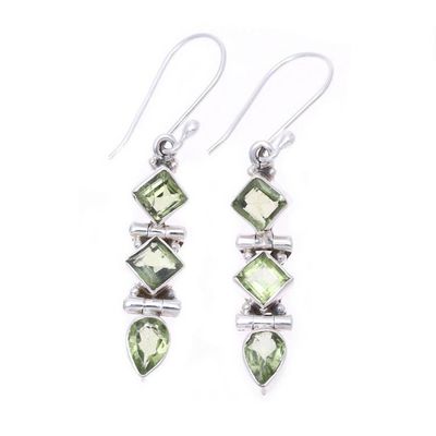 Alternate image for Faceted Peridot Dangle Earrings from India Glistening Glamour