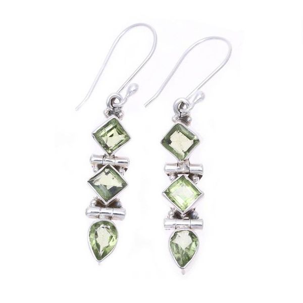 Alternate image for Faceted Peridot Dangle Earrings from India Glistening Glamour