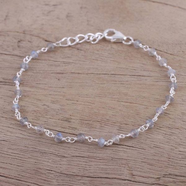 Alternate image for Handmade Adjustable Labradorite Link Bracelet from India Beautiful Saga