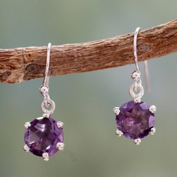 Alternate image for Amethyst dangle earrings Lilac Solitaire