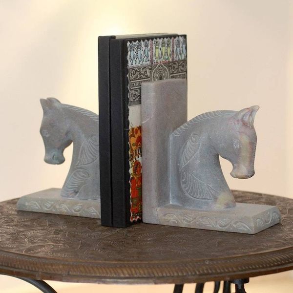 Alternate image for Hand Carved Soapstone Horse Bookends Pair Pretty Ponies