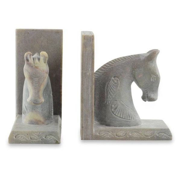 Alternate image for Hand Carved Soapstone Horse Bookends Pair Pretty Ponies