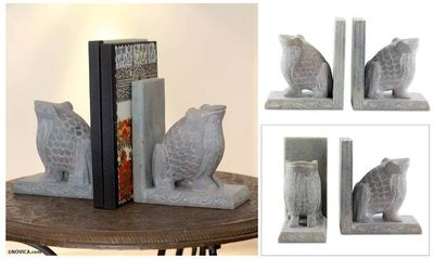 Alternate image for Hand Carved Soapstone Frog Bookends Pair Happy Hoppy Frog