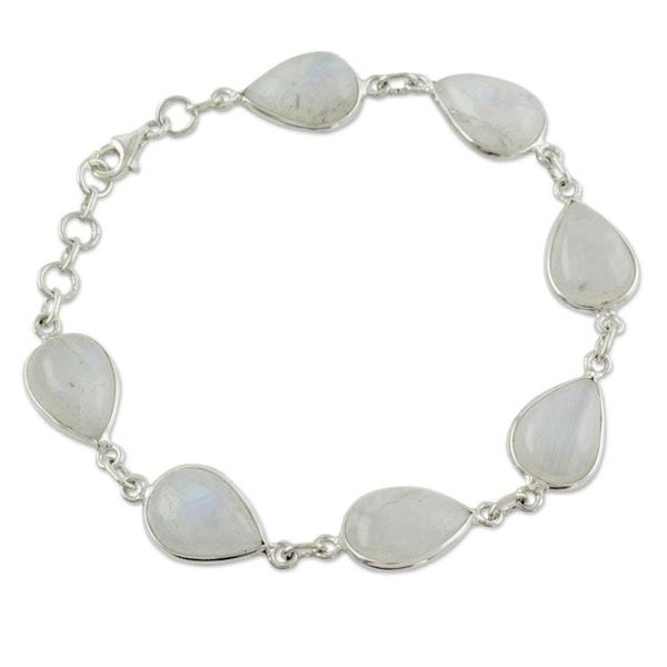 Alternate image for Moonstone and Sterling Silver Bracelet Jewelry from India Inspired Intuition