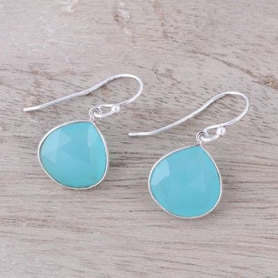 Alternate image for 18-Carat Blue Chalcedony Dangle Earrings from India Dancing Soul