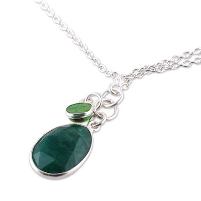 Alternate image for Six-Carat Emerald and Reconstituted Turquoise Charm Bracelet Green Illusion