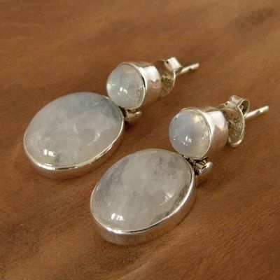 Alternate image for Handcrafted Sterling Silver and Moonstone Earrings Moonlight Delight