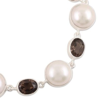 Alternate image for Cultured Pearl and Smoky Quartz Link Bracelet from India Evening Glory
