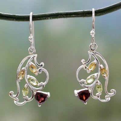 Alternate image for Multigemstone Flower Earrings Crafted with Sterling Silver Rosebud Glory