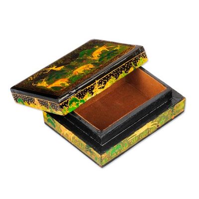 Alternate image for Hand-Painted Black Wood Papier Mache Decorative Box Landscape in Black