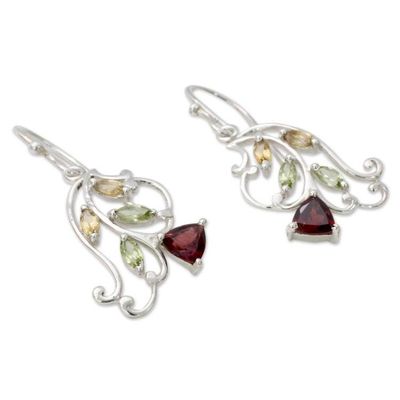 Alternate image for Multigemstone Flower Earrings Crafted with Sterling Silver Rosebud Glory