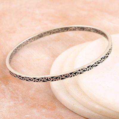 Primary image for Leafy Sterling Silver Bangle Bracelet Crafted in India Vines from Noida