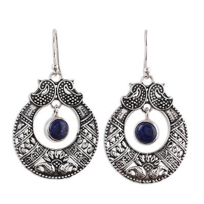 Alternate image for Lapis Lazuli and Sterling Silver Dangle Earrings from India Paisley Blue