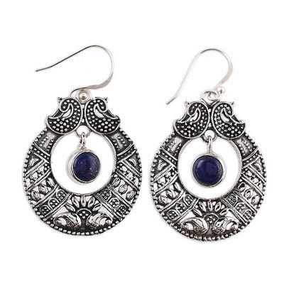 Alternate image for Lapis Lazuli and Sterling Silver Dangle Earrings from India Paisley Blue