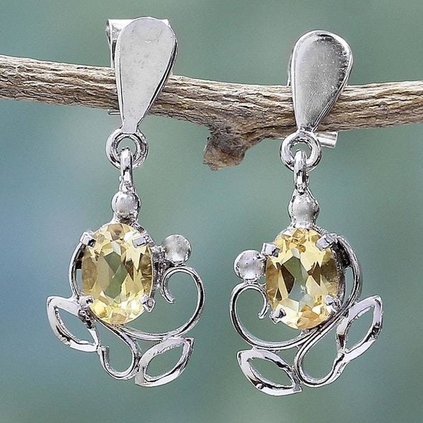 Alternate image for Sterling Silver and Citrine Earrings from India Reverie